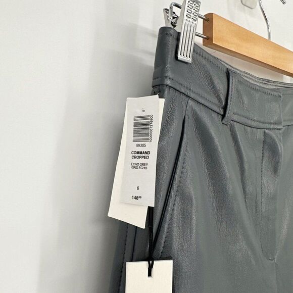 Aritzia Babaton Command Vegan Leather Cropped Pants Echo Grey Women's 6 NEW - Picture 5 of 6